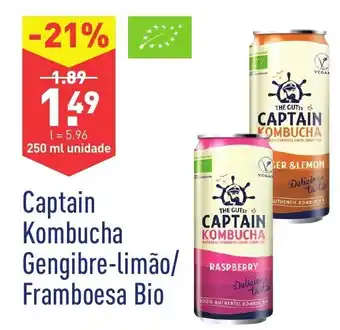 ALDI Captain Kombucha Gengibre-Limão/ Framboesa Bio 250ml promoção