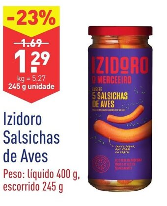 ALDI Izidoro Salsichas de Aves 245g promoção