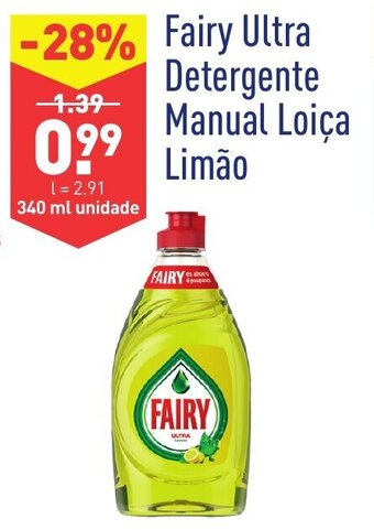 ALDI Fairy Ultra Detergente Manual Loiça Limão 340ml promoção