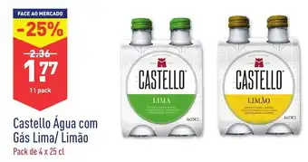 ALDI Castello Água com Gás Lima/ limão 4x25cl promoção