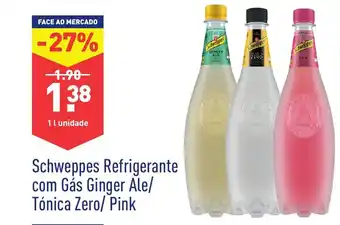 ALDI Schweppes Refrigerante com Gás Ginger Ale/Tónica Zero/Pink 1L 330ml promoção