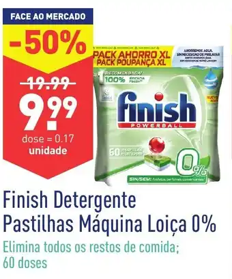 ALDI Finish Detergente Pastilhas Máquina Loiça 0% 60 Doses promoção