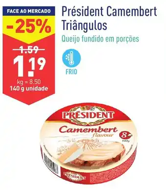 ALDI Président Camembert Triângulas 140g promoção