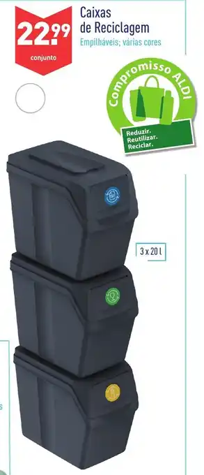 ALDI Caixas de Reciclagem 3x20L promoção