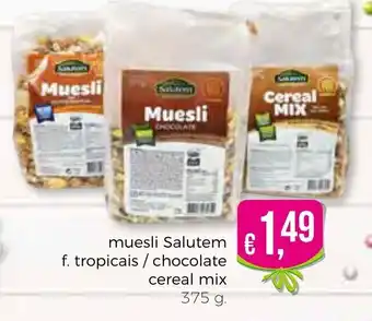 Bolama Muesli Salutem F. Tropicais/ Chocolate Cereal Mix 375g promoção