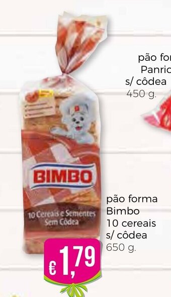 Bolama Pão Forma Bimbo 10 Cereais S/ Côdea 650g promoção