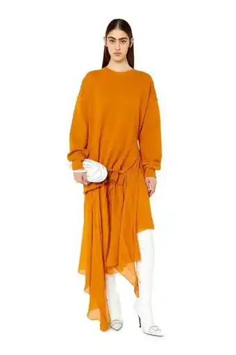 Chiffon-trimmed sweatshirt dress
