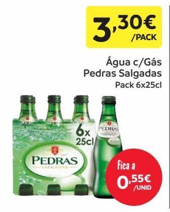 Água com gás pedras salgadas