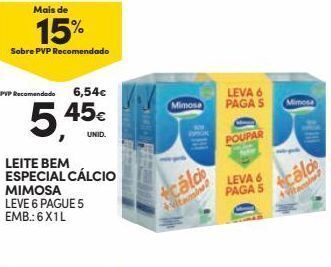 Continente Bom dia Leite com cálcio mimosa promoção