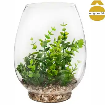 Hôma Vaso em vidro com planta artificial promoção