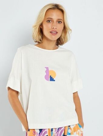 Kiabi T-shirt de manga curta com estampado promoção