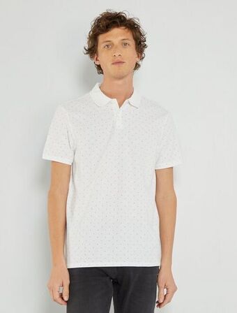 Polo em piqué de algodão com estampado