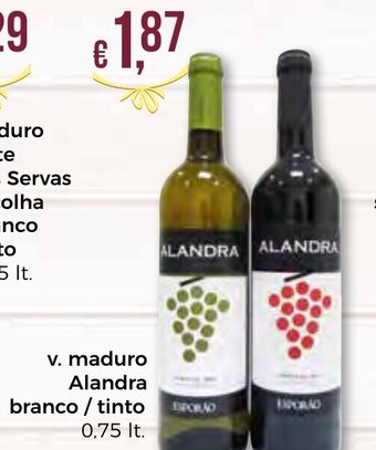 Bolama V. Maduro Alandra Branco/ Tinto 0,75lt promoção