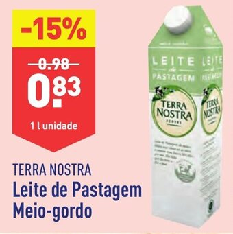 ALDI TERRA NOSTRA Leite de Pastagem Meio-gordo 1 l unidade promoção