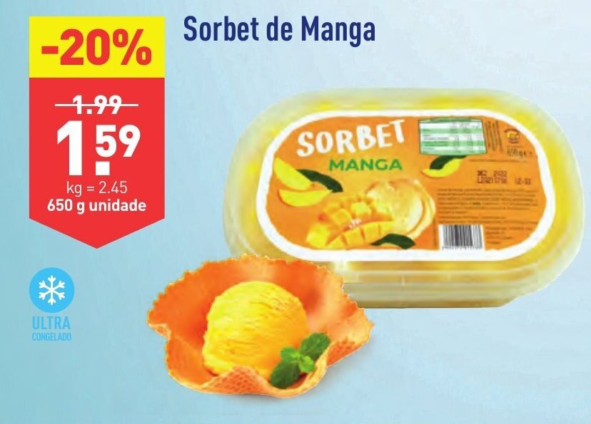 Promoção Sorbet de Manga em ALDI