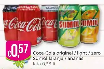Bolama Coca-Cola Original/Light/Zero Sumol Laranja/ Ananás 0,33lt promoção