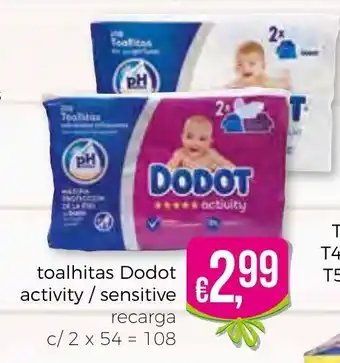 Bolama Toalhitas Dodot Activity/ Sensitive promoção