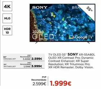 El Corte Inglés Tv 55'' led sony promoção
