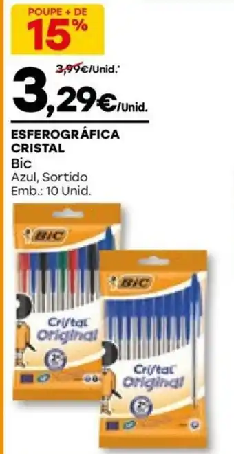 Intermarché Esferográfica Cristal Bic 10 Unid promoção