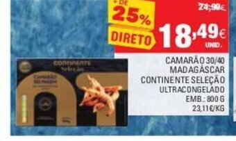 Continente Camarão 30/40 Madagáscar Continente 800g promoção