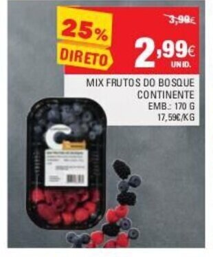 Continente Mix Frutos do Bosque Continente 170g promoção
