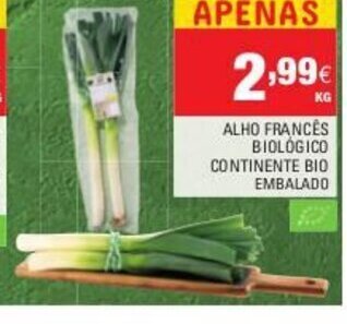 Continente Alho Francês Biológico Continente Bio Embalado promoção