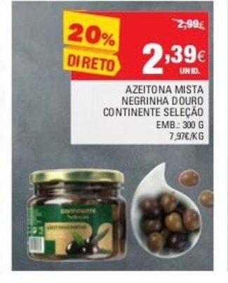 Continente Azeitona Mista Negrinha Douro COntinente 300g promoção