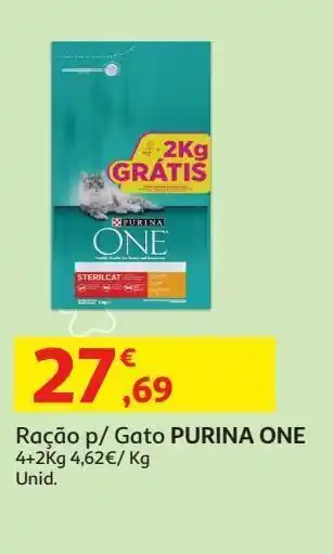 Auchan Ração gato one est. 4+ 2kg grátis promoção
