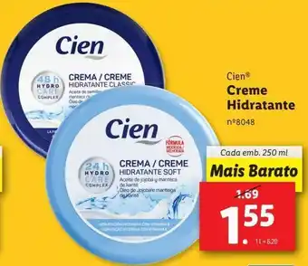 Lidl Creme hidratante cien promoção