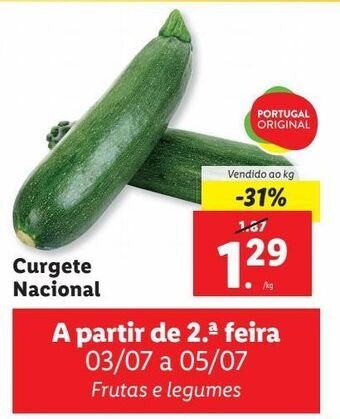 Lidl Curgete promoção