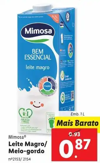 Lidl Leite mimosa promoção