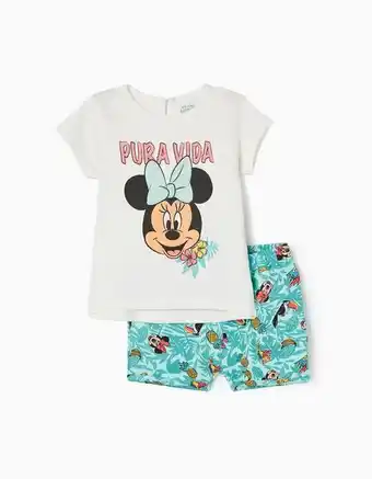 Zippy Conjunto t-shirt + calções de algodão para bebé menina 'minnie', branco/verde água promoção