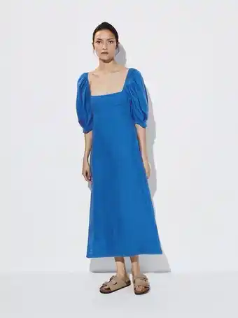 Vestido linho manga abaloada vestido linho manga abaloada