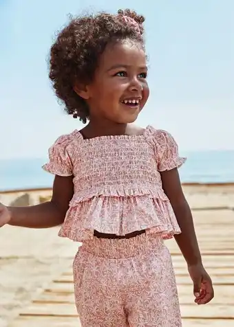 Mayoral Blusa de popeline ponto smock bebé promoção