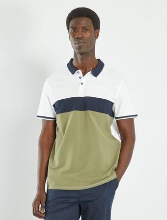Kiabi Polo em piqué de algodão color-block promoção