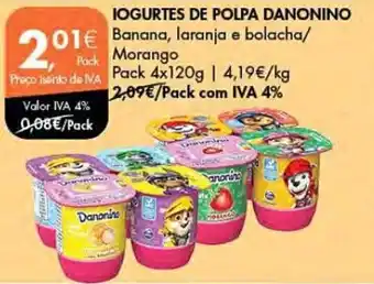 Pingo Doce IOGURTES DE POLPA DANONINO Pack 4x120g promoção