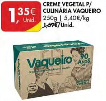 Pingo Doce CREME VEGETAL P/ CULINÁRIA VAQUEIRO 250g promoção