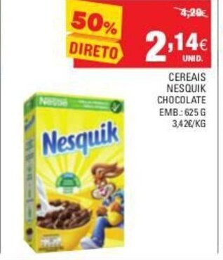 Continente Cereais Nesquik Chocolate 625g promoção