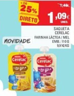 Continente Saqueta Cerelac 110g promoção