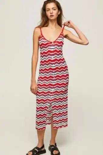 Springfield Vestido comprido com linho com alças zig zag. promoção
