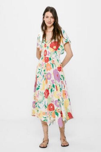 Vestido midi estampado bicos