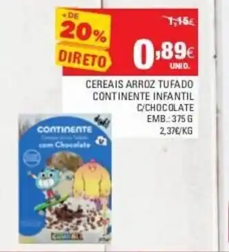 Continente Cereais Arroz Tufado Continente Infantil promoção