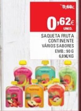 Continente Saqueta Fruta Continente 90g promoção