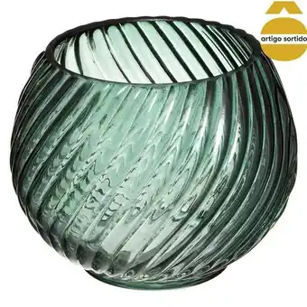 Hôma Castiçal de vidro estriado palm promoção