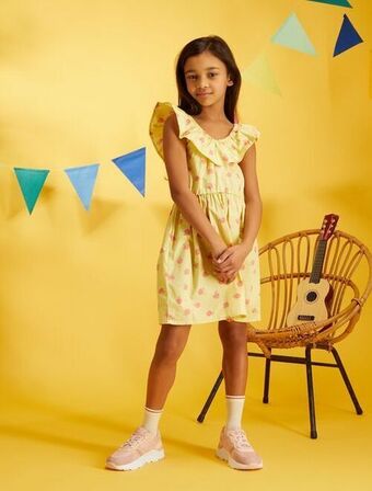 Kiabi Vestido estampado com gola bardot promoção