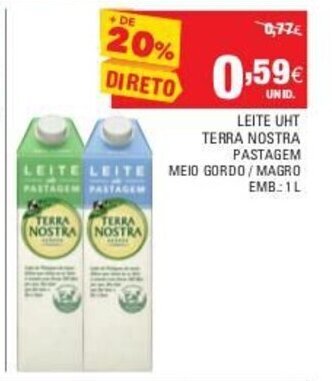 Continente Leite UHT Terra Nostra Pastagem 1L promoção
