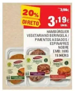 Continente Hambúrguer Vegetariano Beringela/Pimentos Assados Espinafres Nobre 160g promoção