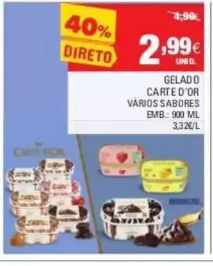 Continente Gelado Carte d'Or Vãrios Sabores 900ml promoção