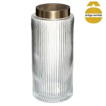 Hôma Jarra flower de vidro e metal 26,5cm promoção
