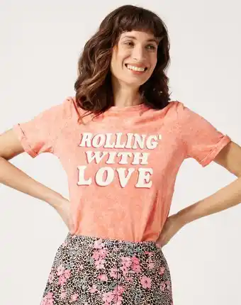 Naf Naf Camiseta con mensaje color coral promoção